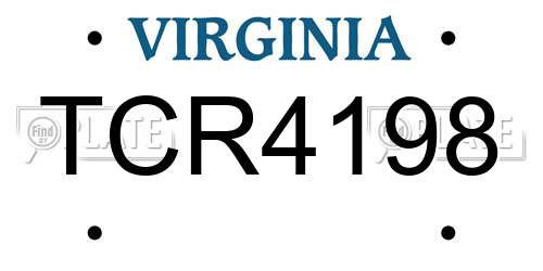 TCR4198 Virginia License Plate