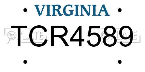TCR4589 Virginia License Plate