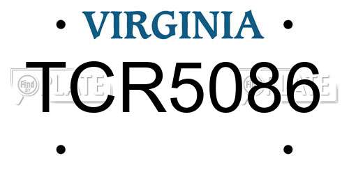 TCR5086 Virginia License Plate