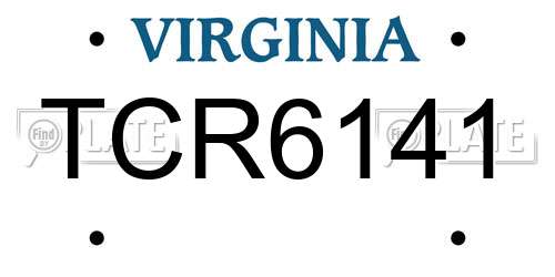 TCR6141 Virginia License Plate