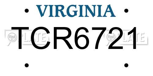 TCR6721 Virginia License Plate