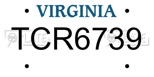 TCR6739 Virginia License Plate