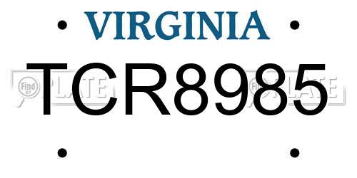TCR8985 Virginia License Plate