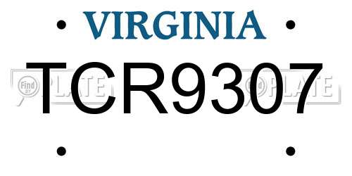 TCR9307 Virginia License Plate