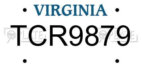 TCR9879 Virginia License Plate