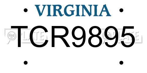 TCR9895 Virginia License Plate