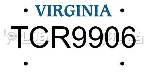 TCR9906 Virginia License Plate
