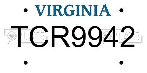 TCR9942 Virginia License Plate