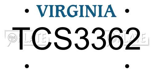 TCS3362 Virginia License Plate