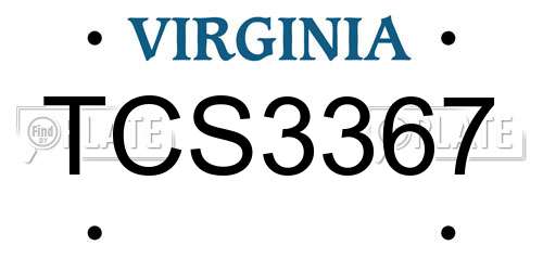 TCS3367 Virginia License Plate