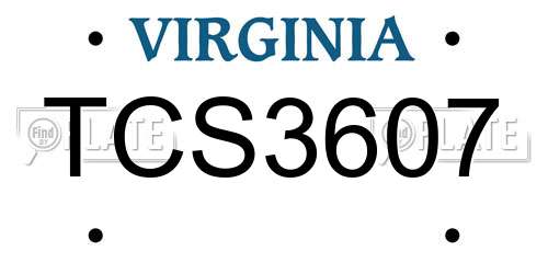 TCS3607 Virginia License Plate