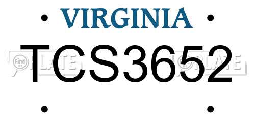 TCS3652 Virginia License Plate