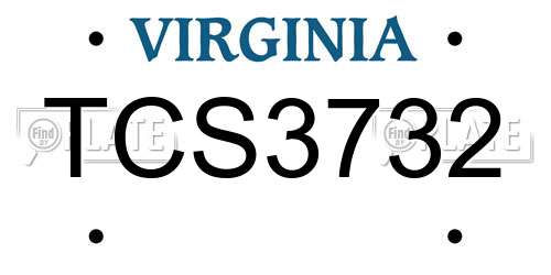 TCS3732 Virginia License Plate