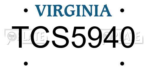 TCS5940 Virginia License Plate