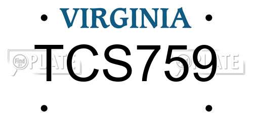 TCS759 Virginia License Plate