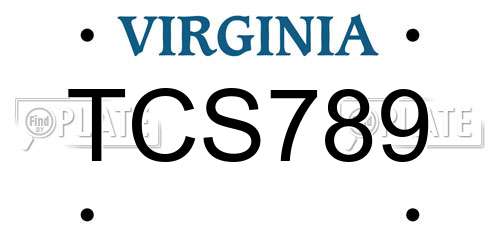 TCS789 Virginia License Plate