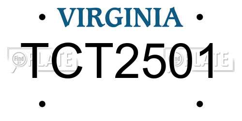 TCT2501 Virginia License Plate