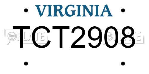 TCT2908 Virginia License Plate