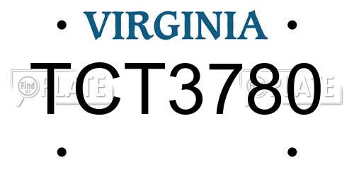 TCT3780 Virginia License Plate