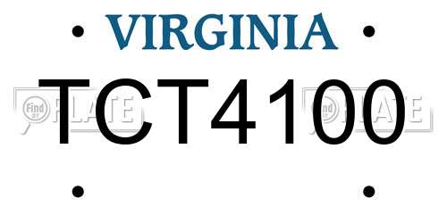 TCT4100 Virginia License Plate