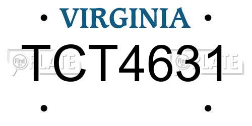 TCT4631 Virginia License Plate