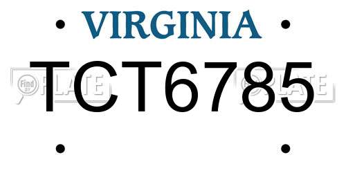 TCT6785 Virginia License Plate