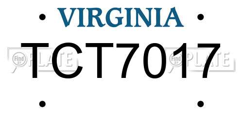TCT7017 Virginia License Plate