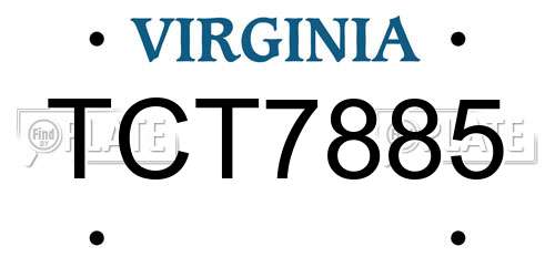 TCT7885 Virginia License Plate