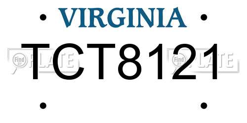 TCT8121 Virginia License Plate
