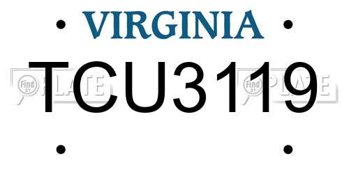 TCU3119 Virginia License Plate