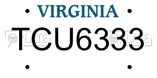 TCU6333 Virginia License Plate