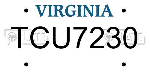 TCU7230 Virginia License Plate