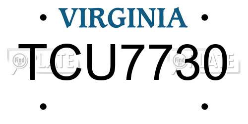TCU7730 Virginia License Plate