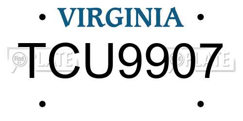 TCU9907 Virginia License Plate