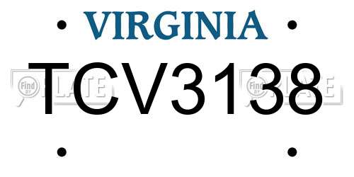 TCV3138 Virginia License Plate