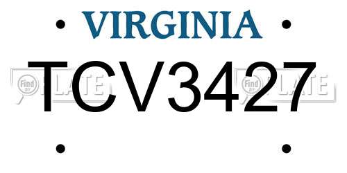 TCV3427 Virginia License Plate