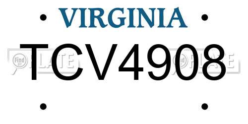 TCV4908 Virginia License Plate
