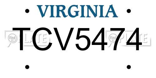 TCV5474 Virginia License Plate
