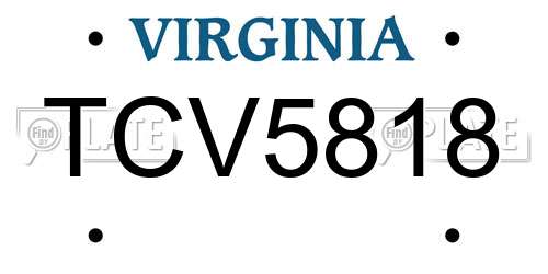 TCV5818 Virginia License Plate