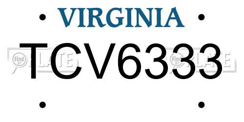 TCV6333 Virginia License Plate