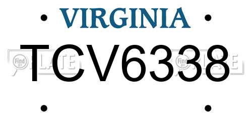 TCV6338 Virginia License Plate