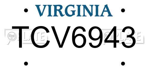 TCV6943 Virginia License Plate