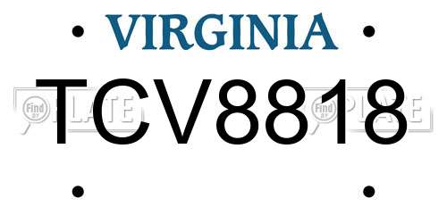 TCV8818 Virginia License Plate