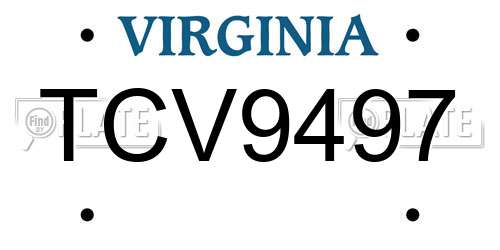 TCV9497 Virginia License Plate