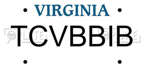 TCVBBIB Virginia License Plate