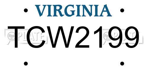 TCW2199 Virginia License Plate