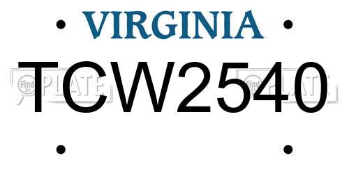 TCW2540 Virginia License Plate