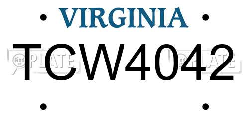 TCW4042 Virginia License Plate