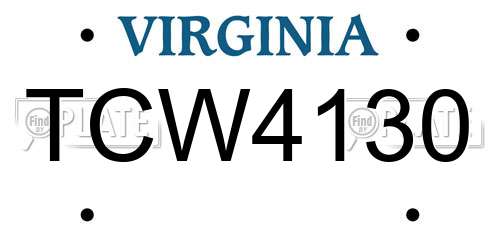 TCW4130 Virginia License Plate
