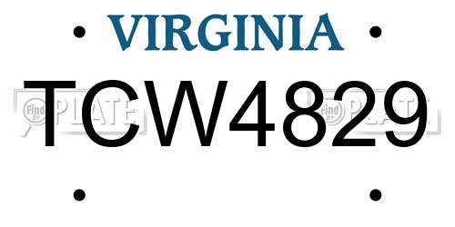 TCW4829 Virginia License Plate